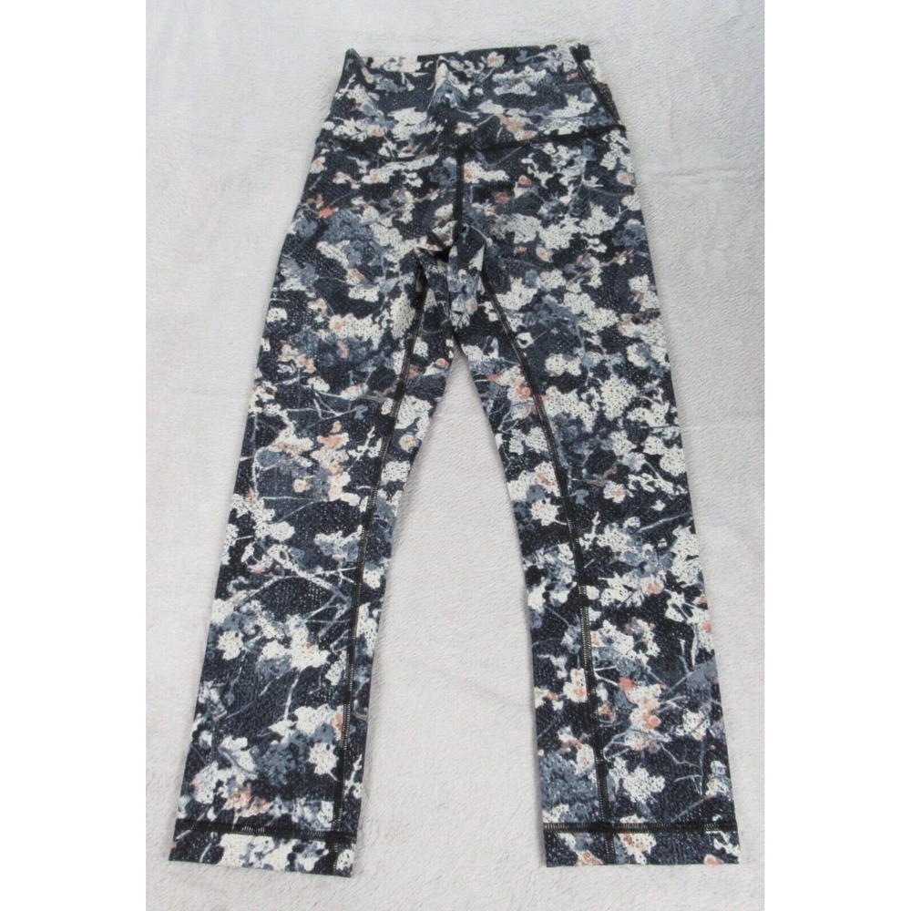 Lululemon Leggings‎ Womens 2 Blue Spring Bloom Wunder Under Crop Hi-Rise 21"